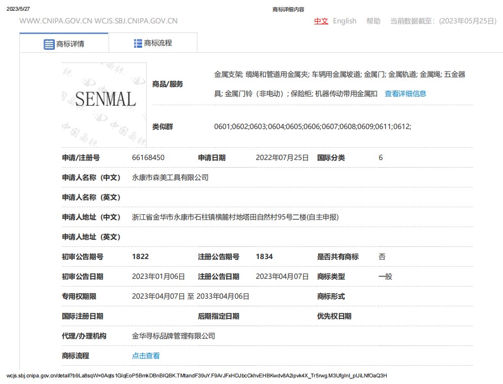 Declaration of "SENMAL" brand(Trademark)
